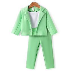 Babyhug Woven Full Sleeves Sold Party Suit with Top - Light Green