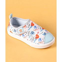 Cute Walk by Babyhug Casual Shoes with Velcro Closer & Heart Print - Light Blue