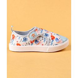 Cute Walk by Babyhug Casual Shoes with Velcro Closer & Heart Print - Light Blue