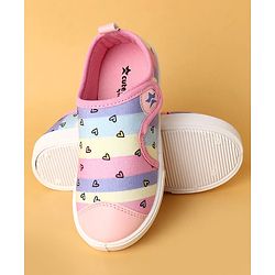 Cute Walk by Babyhug Velcro Closure Casual Shoes with Hearts Print - Pink