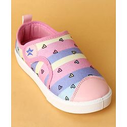 Cute Walk by Babyhug Velcro Closure Casual Shoes with Hearts Print - Pink