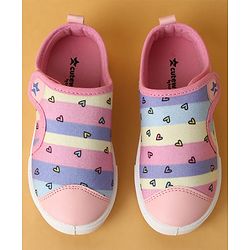 Cute Walk by Babyhug Velcro Closure Casual Shoes with Hearts Print - Pink