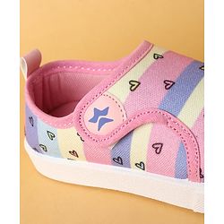 Cute Walk by Babyhug Velcro Closure Casual Shoes with Hearts Print - Pink
