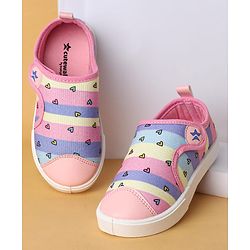 Cute Walk by Babyhug Velcro Closure Casual Shoes with Hearts Print - Pink
