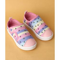 Cute Walk by Babyhug Velcro Closure Casual Shoes with Hearts Print - Pink