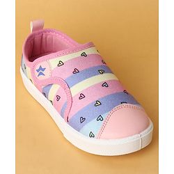 Cute Walk by Babyhug Velcro Closure Casual Shoes with Hearts Print - Pink