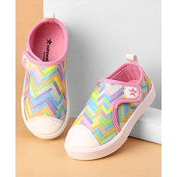Cute Walk by Babyhug Velcro Closure Casual Shoes with Stripes  - Pink