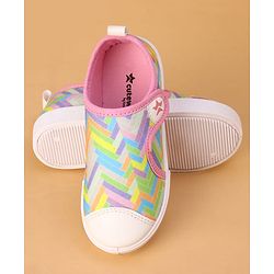 Cute Walk by Babyhug Velcro Closure Casual Shoes with Stripes  - Pink