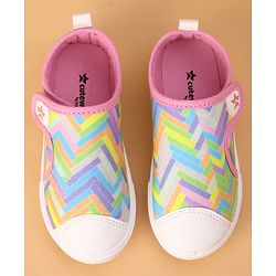 Cute Walk by Babyhug Velcro Closure Casual Shoes with Stripes  - Pink