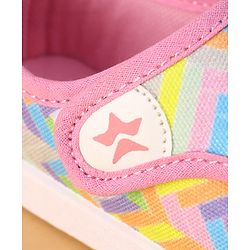 Cute Walk by Babyhug Velcro Closure Casual Shoes with Stripes  - Pink