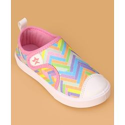 Cute Walk by Babyhug Velcro Closure Casual Shoes with Stripes  - Pink