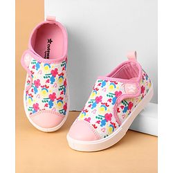 Cute Walk by Babyhug Velcro Closure Casual Shoes with Floral Print - Pink