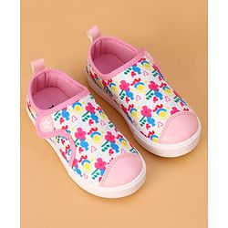 Cute Walk by Babyhug Velcro Closure Casual Shoes with Floral Print - Pink