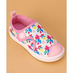 Cute Walk by Babyhug Velcro Closure Casual Shoes with Floral Print - Pink