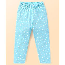 Babyhug Cotton Knit Full Sleeves Night Suit Star Print- Light Blue