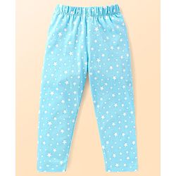 Babyhug Cotton Knit Full Sleeves Night Suit Star Print- Light Blue