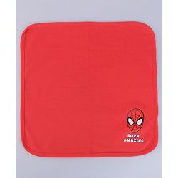 Babyhug Marvel Interlock Knit Wash cloth With Spider Man Graphics L 29 x H 29 cm Pack of 3 - White Light Blue Red