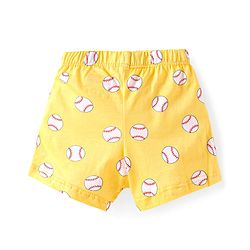 Babyhug Single Jersey Knit Trunks with Stripes & Ball Print Pack of 3 - Yellow White & Navy Blue