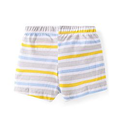 Babyhug Single Jersey Knit Trunks with Stripes & Ball Print Pack of 3 - Yellow White & Navy Blue