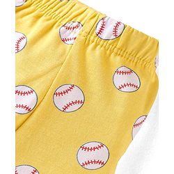 Babyhug Single Jersey Knit Trunks with Stripes & Ball Print Pack of 3 - Yellow White & Navy Blue