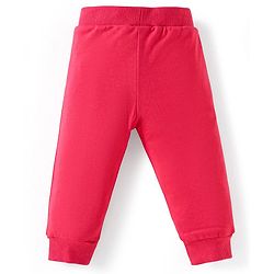 Babyhug Single Jersey Knit Full Length Lounge Pants with Floral & Text Print Pack of 2 - Navy Blue & Red