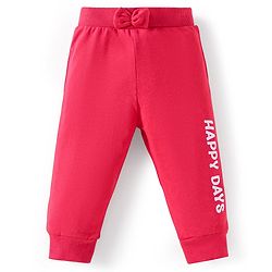 Babyhug Single Jersey Knit Full Length Lounge Pants with Floral & Text Print Pack of 2 - Navy Blue & Red