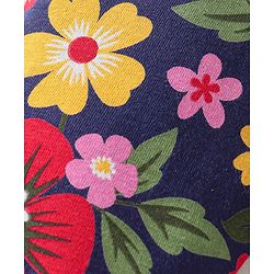 Babyhug Single Jersey Knit Full Length Lounge Pants with Floral & Text Print Pack of 2 - Navy Blue & Red
