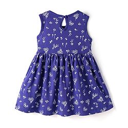 Babyhug Single Jersey Knit Sleeveless Frock With Floral Print - Navy Blue