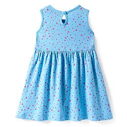 Babyhug Single Jersey Knit Sleeveless Frock With Star Print - Light Blue