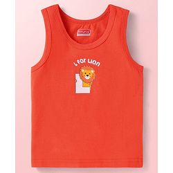 Babyhug Single Jersey Knit Sleeveless Sando Vests with Animal Print & Stripes Pack of 3 - Blue Red & White