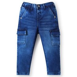 Babyhug Cotton Woven Full Sleeves Checks Shirt & Denim Jeans Set - Red & Blue