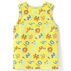Babyhug 100% Cotton Knit Sleeveless Sando Vests With Stripes & Alphabet Print Pack of 3 - Blue & Yellow