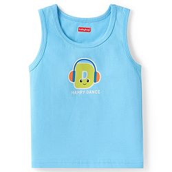 Babyhug 100% Cotton Knit Sleeveless Sando Vests With Stripes & Alphabet Print Pack of 3 - Blue & Yellow