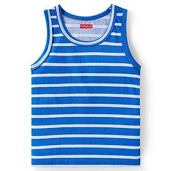 Babyhug 100% Cotton Knit Sleeveless Sando Vests With Stripes & Vehicle Print Pack of 2 - Blue