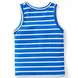 Babyhug 100% Cotton Knit Sleeveless Sando Vests With Stripes & Vehicle Print Pack of 2 - Blue