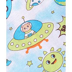 Babyhug 100% Cotton Knit Sleeveless Sando with Stripes & Space Print Pack of 2 -  Light Blue & Green