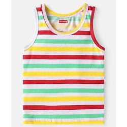 Babyhug Single Jersey Knit Sleeveless Sando with Stripes & Text Print Pack of 2 - Navy Blue