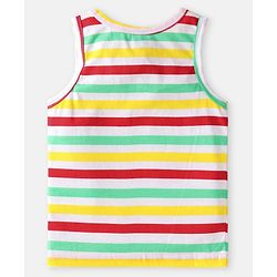Babyhug Single Jersey Knit Sleeveless Sando with Stripes & Text Print Pack of 2 - Navy Blue