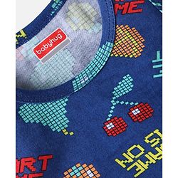 Babyhug Single Jersey Knit Sleeveless Sando with Stripes & Text Print Pack of 2 - Navy Blue