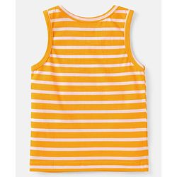 Babyhug 100% Cotton Knit Sleeveless Sandos with Stripes & Jungle Theme Print Pack of 2 - White