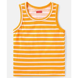 Babyhug 100% Cotton Knit Sleeveless Sandos with Stripes & Jungle Theme Print Pack of 2 - White