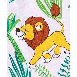 Babyhug 100% Cotton Knit Sleeveless Sandos with Stripes & Jungle Theme Print Pack of 2 - White