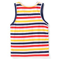 Babyhug 100% Cotton Knit Sleeveless Sandos with Stripes & Dino Print Pack of 2 - Navy Blue
