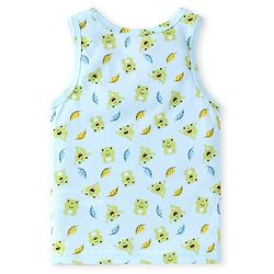 Babyhug 100% Cotton Sleeveless Sandos Striped & Frog Print Pack of 3 - Light Blue Yellow