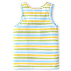 Babyhug 100% Cotton Sleeveless Sandos Striped & Frog Print Pack of 3 - Light Blue Yellow