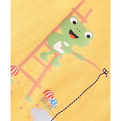 Babyhug 100% Cotton Sleeveless Sandos Striped & Frog Print Pack of 3 - Light Blue Yellow