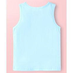 Babyhug Single Jersey Knit Sleeveless Striped & Animal Print Sando Pack of 3 - Light Green Light Blue & White