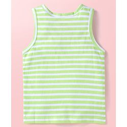 Babyhug Single Jersey Knit Sleeveless Striped & Animal Print Sando Pack of 3 - Light Green Light Blue & White