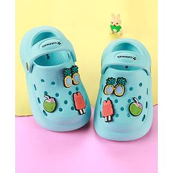Cute Walk by Babyhug Clogs with Backstrap & Beach Theme Applique - Light Blue