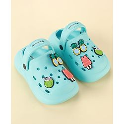 Cute Walk by Babyhug Clogs with Backstrap & Beach Theme Applique - Light Blue